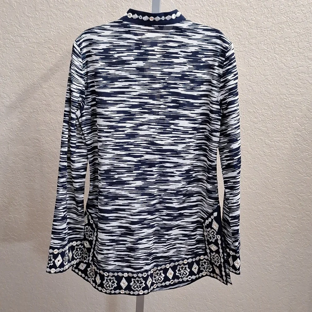 Tory Burch Tunic Dark Blue & white with Mirror details.